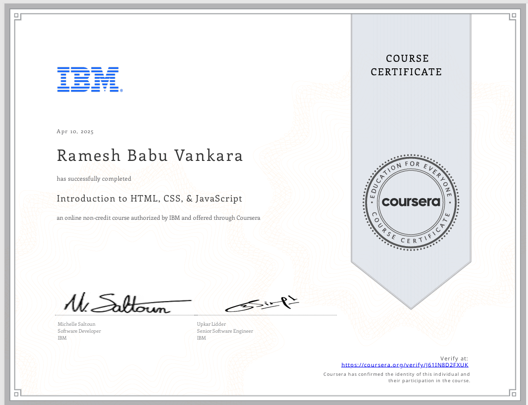 IBM HTML CSS JS